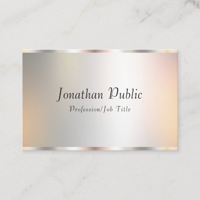 Silver Beruflich Elegante Template Modernes Skript Visitenkarte (Vorderseite)
