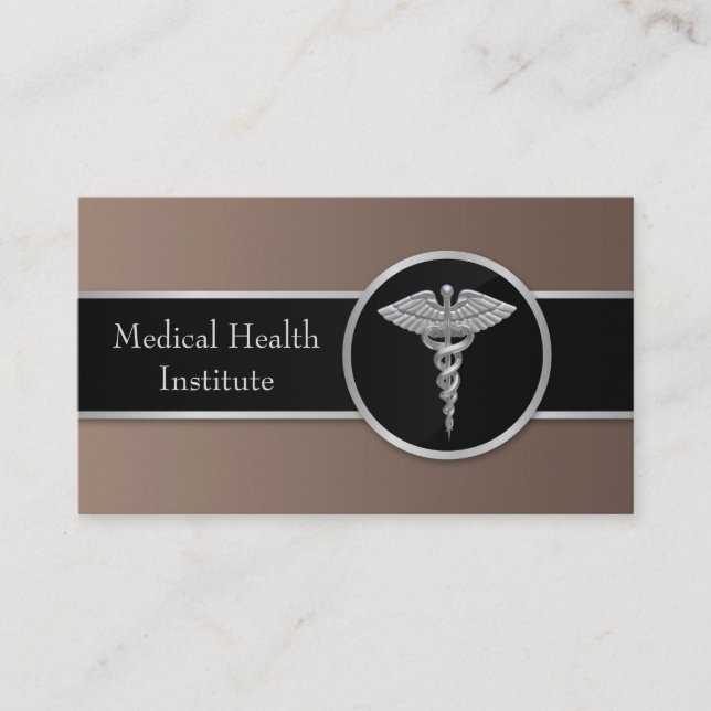 Silver Beruflich Medical Caduceus Business Card Visitenkarte (Vorderseite)