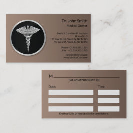 Silver Beruflich Medical Caduceus Terminkarte