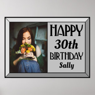 Silver Beveled Art Deco Geburtstags-Foto Poster