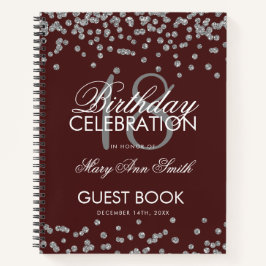 Silver Birthday Guestbook Confetti Burgundy Notizbuch