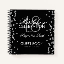 Silver Birthday Guestbook Glitzer Confetti Black Notizbuch