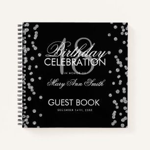 Silver Birthday Guestbook Glitzer Confetti Black Notizbuch