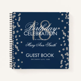 Silver Birthday Guestbook Glitzer Confetti Navy Notizbuch