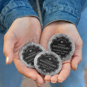 Silver & Black 25. Hochzeitstag Button