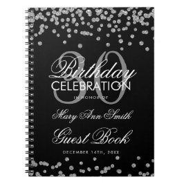 Silver Black 30. Geburtstag Gästebuch Confetti Notizblock