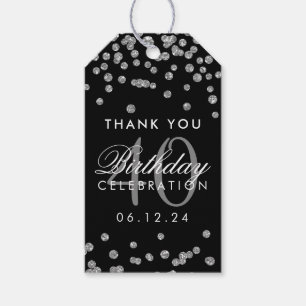 Silver Black 40. Geburtstag Danke Confetti Geschenkanhänger