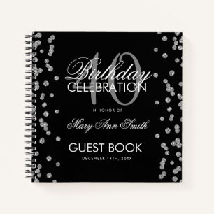 Silver Black 40. Geburtstag Gästebuch Confetti Notizbuch