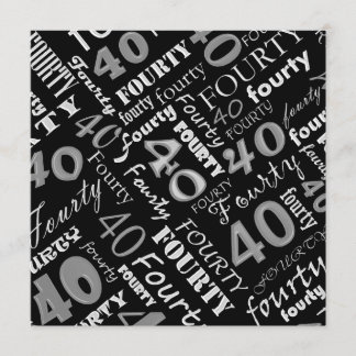 Silver & Black 40. Geburtstag Party Einladung