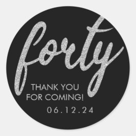 Silver Black 40 Geburtstag Vielen Dank Glitzer 40 Runder Aufkleber