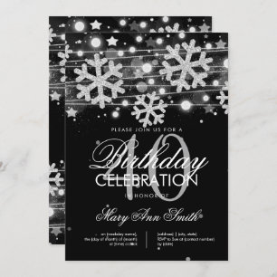 Silver Black 40. Geburtstag Winterwinters Glitzer  Einladung