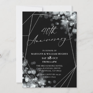 Silver & Black 40. Hochzeitstag Einladung