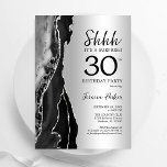 Silver Black Agate Überraschung 30. Geburtstag Einladung<br><div class="desc">Schwarz und Silber überraschen 30. Geburtstag Party Einladung. Elegantes modernes Design mit Gestein-Marmorgeode Hintergrund,  Imitate Glitzer Silber und Typografie Drehbuch Schriftart. Die trendige Einladungskarte eignet sich perfekt für eine stilvolle Damenfeier. Gedruckte Zazzle Einladungen oder Sofortdownload digitalen druckbaren Vorlage.</div>