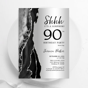 Silver Black Agate Überraschung 90. Geburtstag Einladung