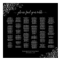 Silver & Black Alphabetical Wedding Seating Chart