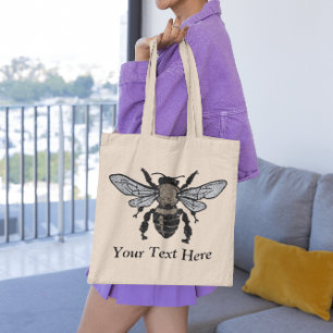 Silver Black and Gold Sparkle Bee Tote Bag Tragetasche
