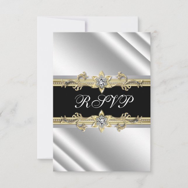 Silver Black and Gold UAWG RSVP Karte (Vorderseite)