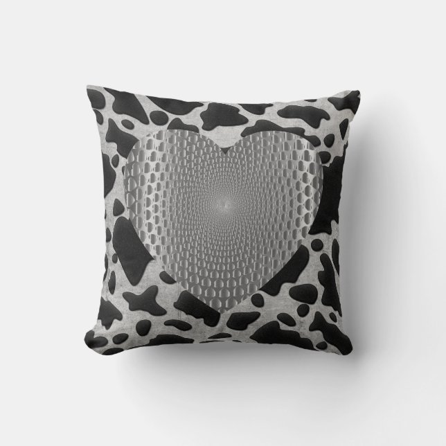 Silver & Black Animal Print Silver Prismatisches H Kissen (Vorderseite)