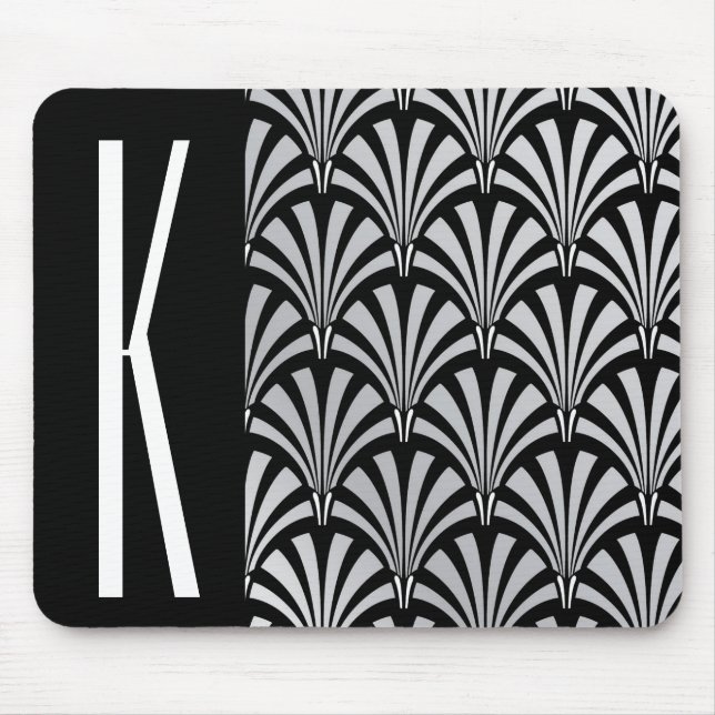 Silver & Black Art Deco Mousepad (Vorne)
