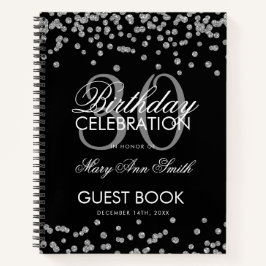 Silver Black Confetti 30. Geburtstag Gästebuch Notizbuch