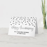 Silver Black Confetti Anniversary Card