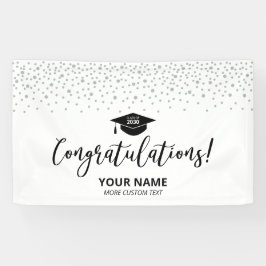 Silver & Black Confetti Gratulation Abschluss Banner