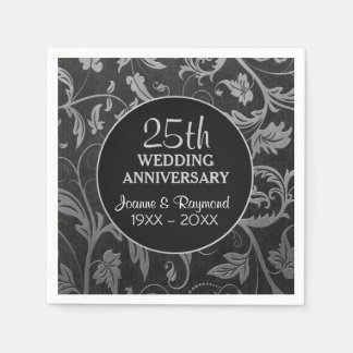 Silver Black Damask 25 Jahre Serviette