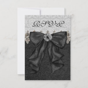 Silver Black Damask UAWG RSVP Karte