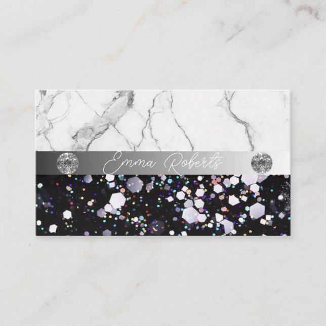 Silver Black Diamond Coach Business Card Visitenkarte (Vorderseite)