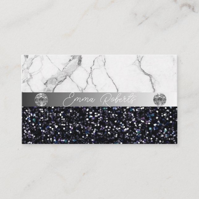 Silver Black Diamond Coach Business Card Visitenkarte (Vorderseite)