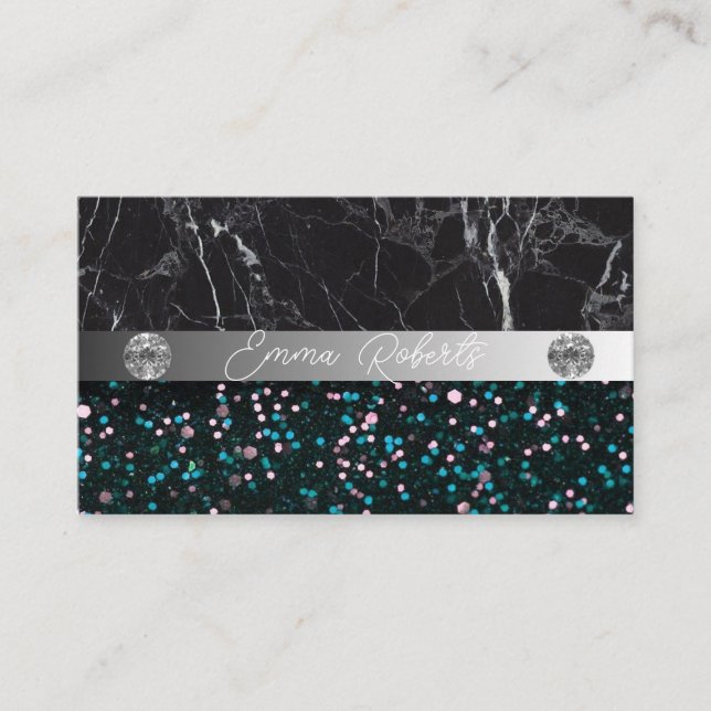 Silver Black Diamond Coach Business Card Visitenkarte (Vorderseite)