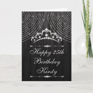 Silver Black Diamond Tiara Birthday Karte