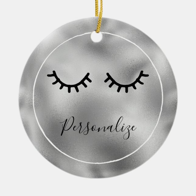 Silver Black Eyelashes Keramik Ornament (Vorne)
