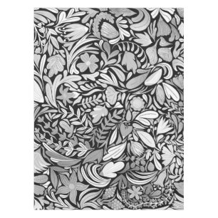 Silver Black Floral Blätter Illustration Muster Tischdecke