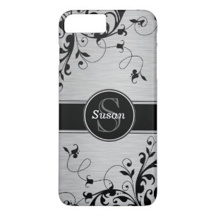 Silver Black Floral Wirbel Case-Mate iPhone Hülle
