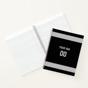 Silver & Black Football Team Spiral Notizbuch
