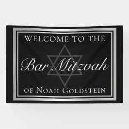 Silver Black Formal Bar Mitzvah Custom Party Banner