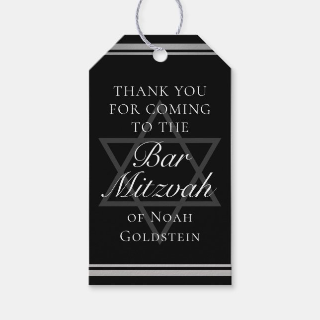 Silver Black Formal Bar Mitzvah Custom Party Geschenkanhänger (Vorderseite)