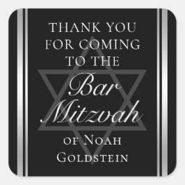 Silver Black Formal Bar Mitzvah Custom Party Quadratischer Aufkleber
