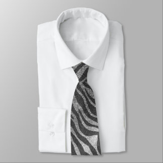 Silver Black Glitzer Beruflich Animal Print Krawatte