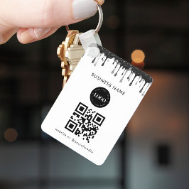 Silver Black Glitzer Driving Company Logo QR Code Schlüsselanhänger