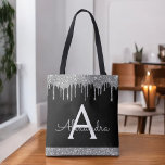 Silver Black Glitzer Sparkle Elegantes Monogramm<br><div class="desc">Luxuriöse Silber und Schwarze Imitate Sparkle und Glitzer Elegant Monogram Book Bag. Diese Büchertasche kann auf Ihren Vor- und Vornamen angepasst werden und als Geschenk für Weihnachten,  Geburtstag,  Brautparty oder Hochzeit.</div>