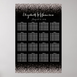 Silver Black Hollywood Glitz Glam Seating Chart Poster
