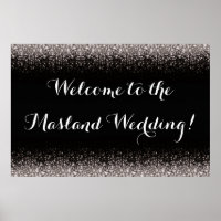 Silver Black Hollywood Glitz Glam Wedding Poster