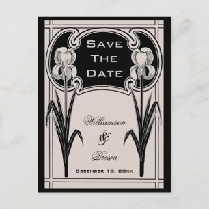 Silver & Black Iris Elegante Save the Date Postkar Ankündigungspostkarte