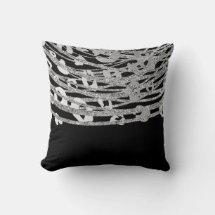 Silver & Black Leopard Cheetah Print Pattern Glam Kissen