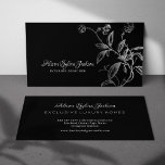 Silver Black Luxus elegantes botanisches Blattwerk Visitenkarte<br><div class="desc">Silber graue,  elegante Visitenkarte mit botanischem Blattwerk und Vintag exklusiv aussehender Kalligraphie-Schrift.             Geeignet für persönliche Branding-Spezialisten,  Zuhause- und Modedesigner,  Künstler,  Maler,  Boutiquen,  Kreative,  Markendesigner,  Möbel- und Antiquitätenhändler,  Hochzeitsplaner,  Salonmanager,  Makeup-Künstler,  Kosmetiker,  Ästhetiker,  Hautpflegespezialisten oder Kosmetologen.          Einfach mit Ihren Daten personalisieren!</div>