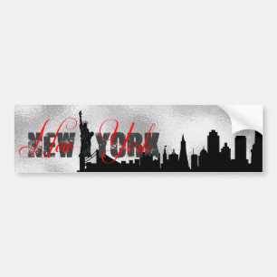 Silver, Black New York Skyline Autoaufkleber