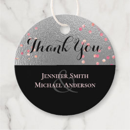 Silver Black Pink Rosegold Confetti Wedding Geschenkanhänger