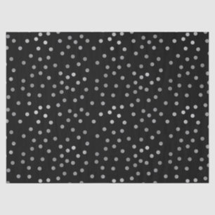 Silver Black Polka Dots Seidenpapier
